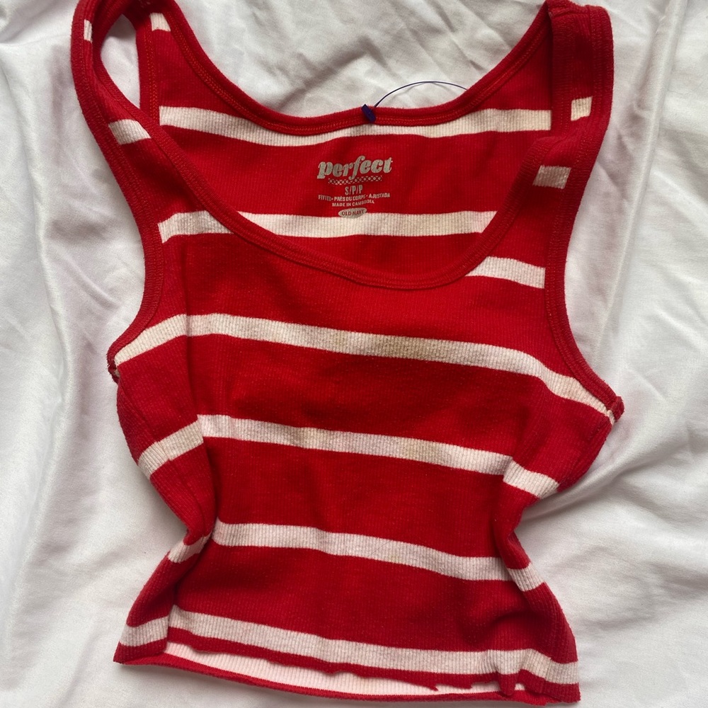 cute striped tank top old navy fits M